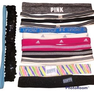 14 Sports Headbands Bundle Nike Adidas Under Armour Soffee PINK
